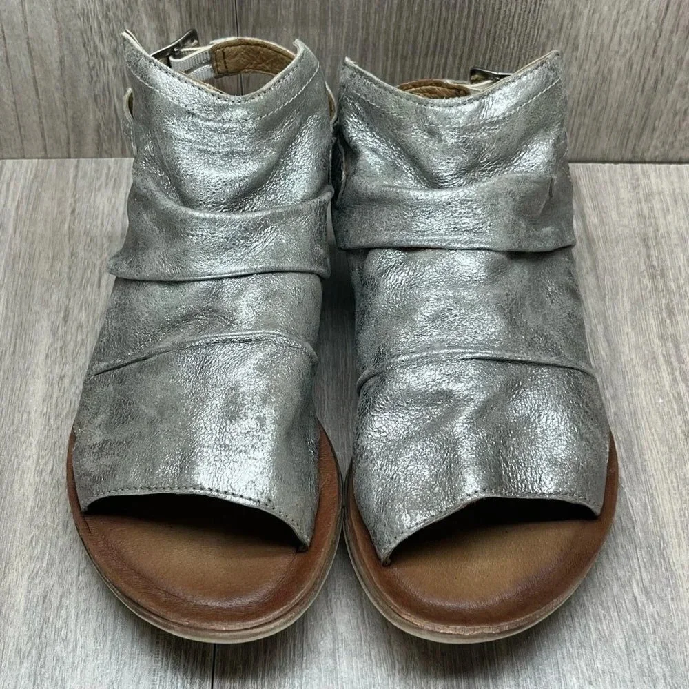 Miz Mooz Sandals Womens 36 US 5.5-6 Fallon Metallic Slingback Gladiator Silver - Picture 3 of 12